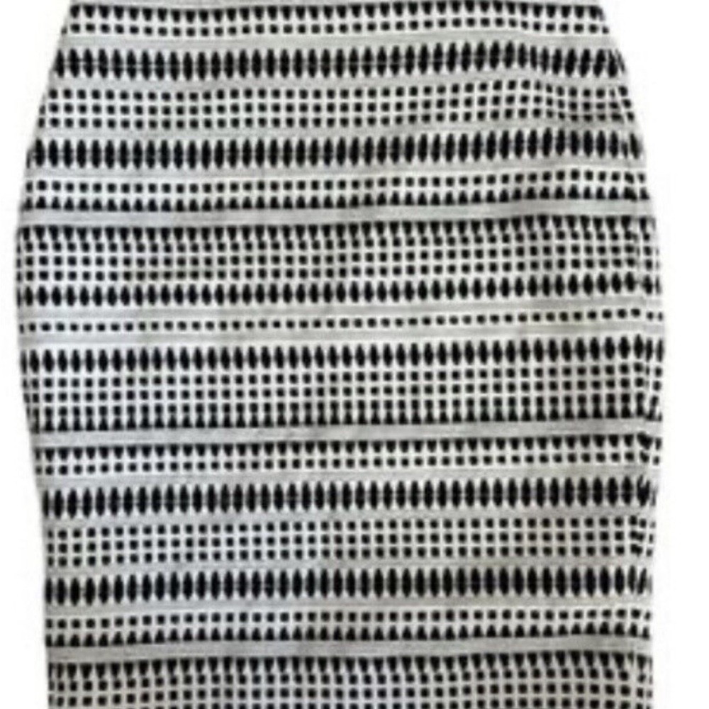 LOFT Black and White Knee-Length Pencil Skirt
